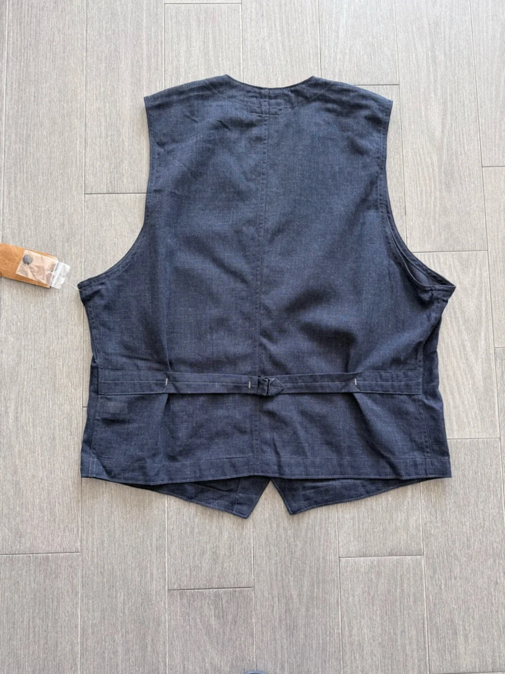 RRL Double RL Ralph Lauren Indigo Twill Vest XL NWT Wool Linen Cotton Cinch Back